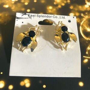 East Splendor Gold and Black Bee Post Earrings